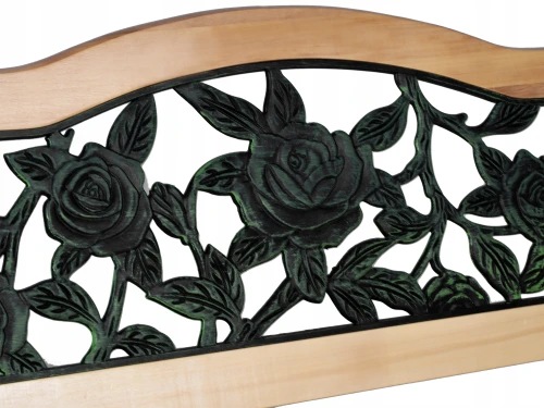 Уличная чугунная скамейка Садовая роза (Garden rose), чугун, лакированный тополь