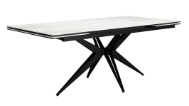 Стол DikLine KW160 мрамор С41 (керамика белая)/опоры черные