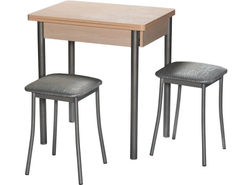 Стол ДП1-01-08 700(1000)*500 «Компакт» ЛДСП:Дуб светлый, Н/с прямые Металлик