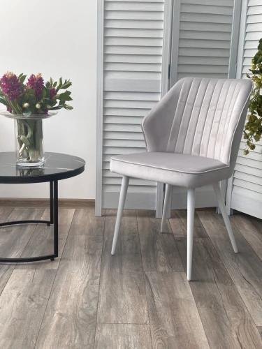 Стул SEATTLE-V СВЕТЛО-СЕРЫЙ BM-4, велюр / белый каркас М-City