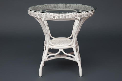 Комплект обеденный "ANDREA" ( стол со стеклом + 4 кресла + подушки) TCH White (белый), Ткань рубчик, цвет кремовый