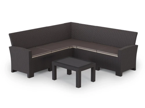 Комплект мебели под ротанг Калифорния “California“ с угловым диваном 240х188 см арт.80497-5П с подушками и кофейным столиком