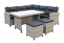 Набор мебели Версаль  арт.NEW-7026/2023 серо-белый, серый (ротанг серо-белый, подушки серые, 1 уп) (Т) "Garden story"