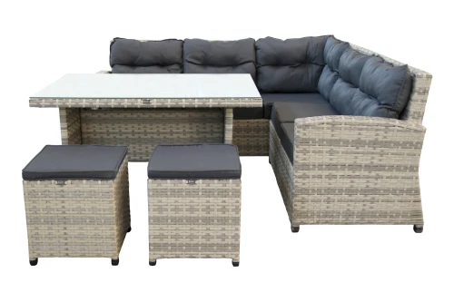 Набор мебели Версаль  арт.NEW-7026/2023 серо-белый, серый (ротанг серо-белый, подушки серые, 1 уп) (Т) "Garden story"