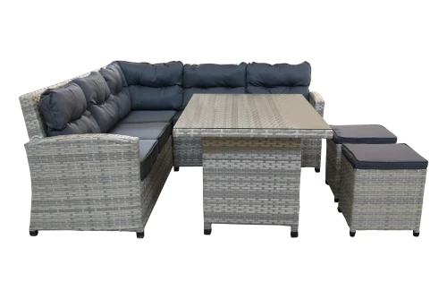 Набор мебели Версаль  арт.NEW-7026/2023 серо-белый, серый (ротанг серо-белый, подушки серые, 1 уп) (Т) "Garden story"