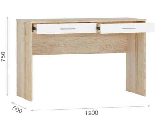 Стол «Стелс» 120 2ящ, Дуб сонома/белый