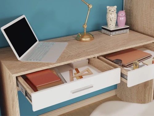 Стол «Стелс» 120 2ящ, Дуб сонома/белый