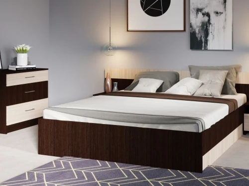 Спальня «Алена» без шкафа, Венге/Дуб молочный