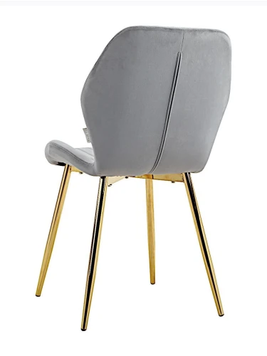 DC825 Стул мягкий, СЕРО-ГОЛУБОЙ#G62-85 велюр, каркас металл золото КРУГЛЫЙ