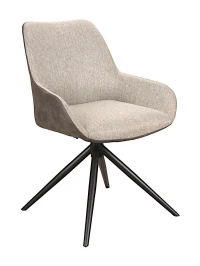 DC242 Стул мягкий поворотный 180, СЕРО-СЕРЫЙ (MB-801 Match/COWBOY104), металл черн. КРУГЛЫЙ