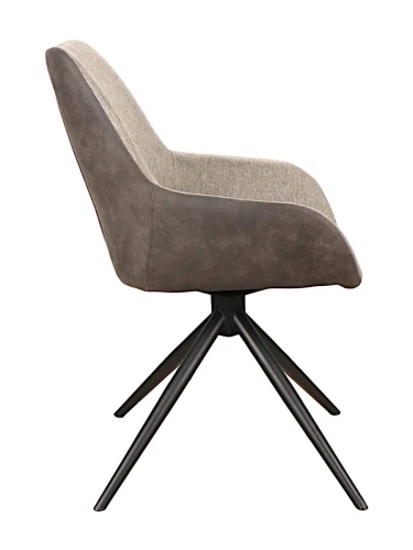 DC242 Стул мягкий поворотный 180, СЕРО-СЕРЫЙ (MB-801 Match/COWBOY104), металл черн. КРУГЛЫЙ