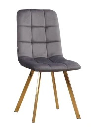 C919/DC809 Стул мягкий, ГРАФИТ#h21 велюр, каркас металл золото КВАДРАТ