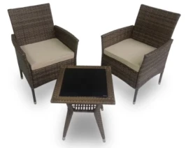 Комплект мебели из ротанга «VIRCINIYA BALCONY SET NEW» столик и 2 кресла  -  Brown