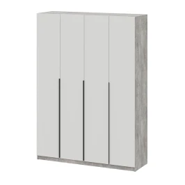 Шкаф распашной ШК 5 (1600), Цемент светлый, Белый шагрень