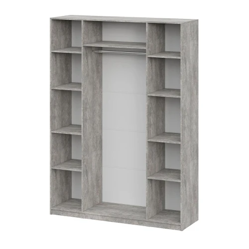 Шкаф распашной ШК 5 (1600), Цемент светлый, Белый шагрень