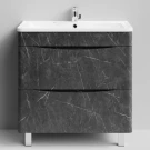 Тумба Адель 80 напольный, Мрамор Графит софт тач ПВХ 4044-3 Vodok с раковиной в комплекте