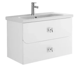 Тумба Арнелла 100 подвесной, ящики, белая Vodok с раковиной в комплекте