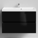 Тумба Бест 90  подвесной, черный глянец Vodok с раковиной в комплекте
