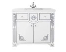 Тумба Версаль 95 напольный, патина серебро, белая Vodok с раковиной в комплекте