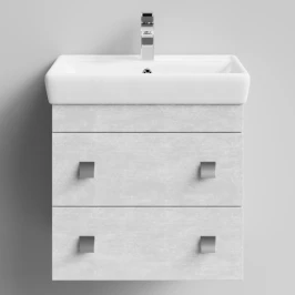 Тумба Квадро 60 подвесной, Белый камень ПВХ 57805 Vodok с раковиной в комплекте