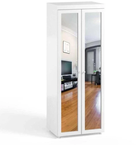 Шкаф 2-х дверный с зеркалами (гл.560) Монако МН-48 белое дерево