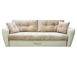 Диван еврокнижка Амстердам 160 ЛЮКС 01 ВЕЛЮР БЕЖЕВЫЙ ЭКОКОЖА БЕЖЕВАЯ.