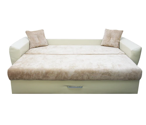 Диван еврокнижка Амстердам 160 ЛЮКС 01 ВЕЛЮР БЕЖЕВЫЙ ЭКОКОЖА БЕЖЕВАЯ.