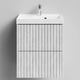 Тумба Тач 50 подвесной, Белый камень ПВХ 57805 Vodok с раковиной в комплекте