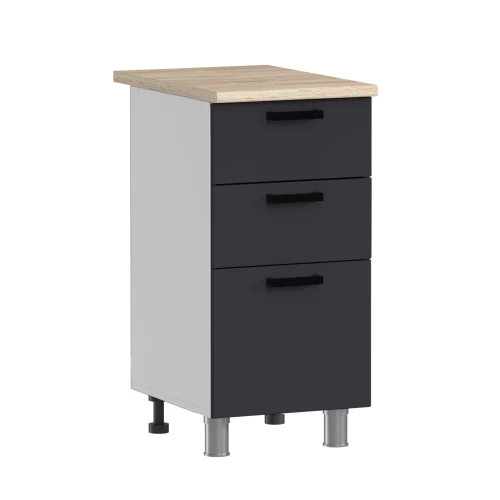 Готовый кухонный гарнитур ГК Аленушка 2м Лаванда Кашемир/Сталь, черный (без столешницы)