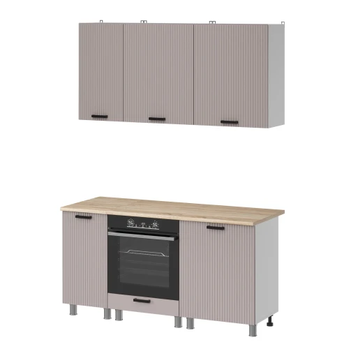 Готовый кухонный гарнитур МК Аленушка 1,6м в.6 Лотос Кашемир,скоба антрацит,сонома