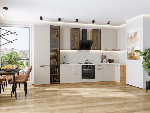 Кухонный гарнитур Флэт-05 Cashmere In 2S-Дуб Вотан