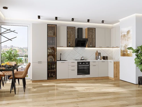 Кухонный гарнитур Флэт-05 Cashmere In 2S-Дуб Вотан