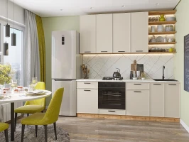 Прямая модульная кухня Фрейм-02 Cream Silk Дуб вотан 2340*2200*600