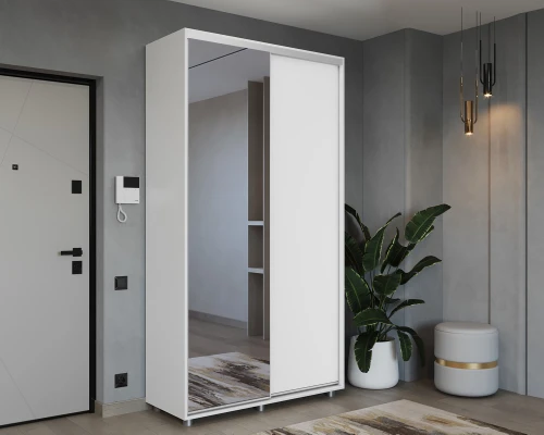 Шкаф-купе PRIME, 160х60х230 Белый с зеркалом