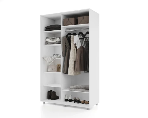 Шкаф-купе PRIME, 160х60х230 Белый с зеркалом