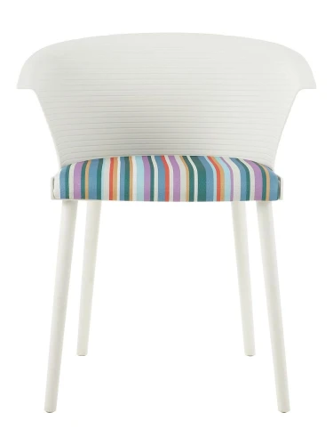 DC277 Стул пластиковый, каркас Белый, подушка полосатая