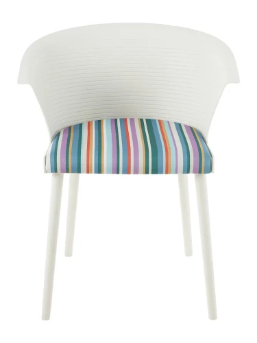 DC277 Стул пластиковый, каркас Белый, подушка полосатая