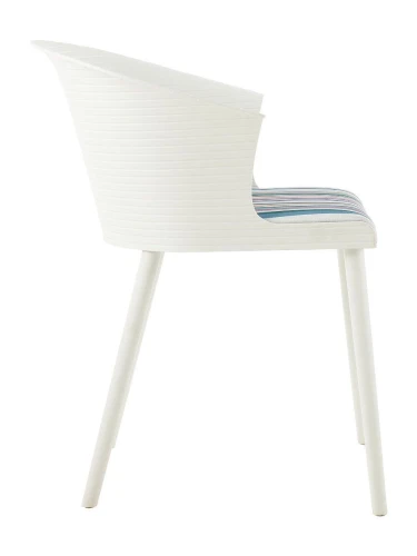 DC277 Стул пластиковый, каркас Белый, подушка полосатая