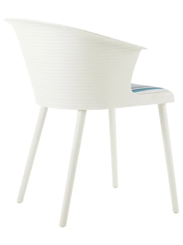 DC277 Стул пластиковый, каркас Белый, подушка полосатая