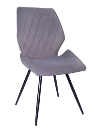 DC231 Стул мягкий поворотный 180, СЕРЫЙ#M420-16 велюр, каркас металл, черный КРУГЛЫЙ