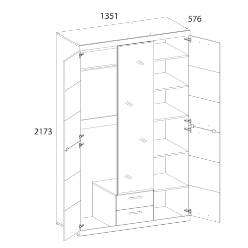 Шкаф 3D2S Z OSKAR , цвет дуб Санремо