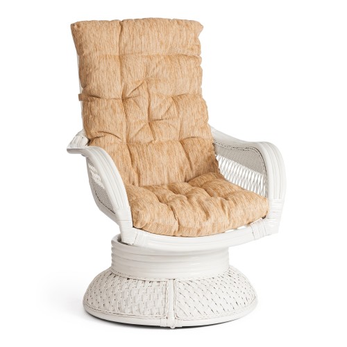 Кресло-качалка "ANDREA Relax Medium" /с подушкой/ 74х82х100 см, TCH White (белый), Ткань рубчик, цвет кремовый