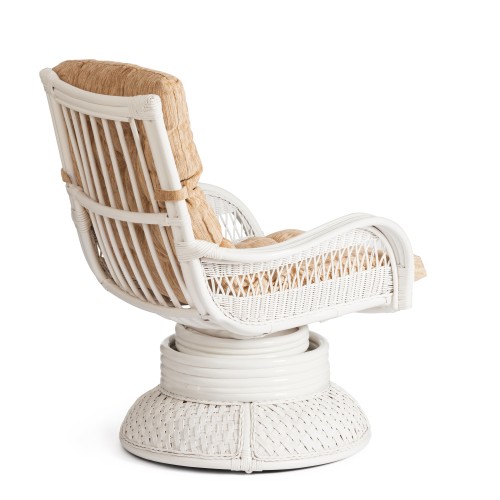 Кресло-качалка "ANDREA Relax Medium" /с подушкой/ 74х82х100 см, TCH White (белый), Ткань рубчик, цвет кремовый