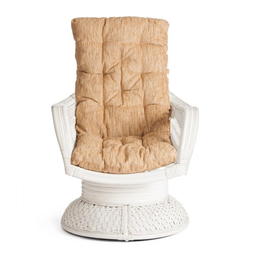 Кресло-качалка "ANDREA Relax Medium" /с подушкой/ 74х82х100 см, TCH White (белый), Ткань рубчик, цвет кремовый