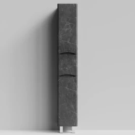 Пенал Адель 30 (1 ящик, 2 двери) напольный, Мрамор Графит софт тач ПВХ 4044-3, правый, бельевая корзина