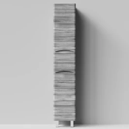 Пенал Адель 35 (1 ящик, 2 двери) напольный, Лиственница структурная контрастно-серая ПВХ 64202, левый, бельевая корзина