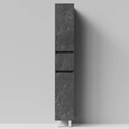 Пенал Бест 30 (2 двери, 1 ящик) напольный, Мрамор Графит софт тач ПВХ 4044-3, левый, бельевая корзина