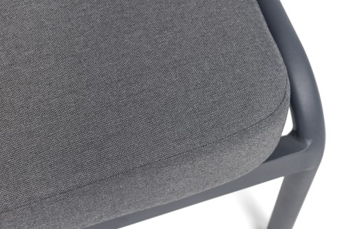 "Ронда" кресло плетеное из роупа, каркас алюминий темно-серый (RAL7024) муар, роуп серый 40 мм tex, ткань темно-серая 027