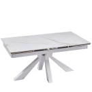 DT779 Стол обеденный раскладной Kass gold, 160-240*90, керамич. столеш., основание металл белый DT779 Стол обеденный раскладной Kass gold, 160-240*90, керамич. столеш., основание металл белый