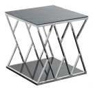 CS-24 Стол Журнальный стеклянный МРАМОР 55*55*55 см, основание нержавеющая сталь хром